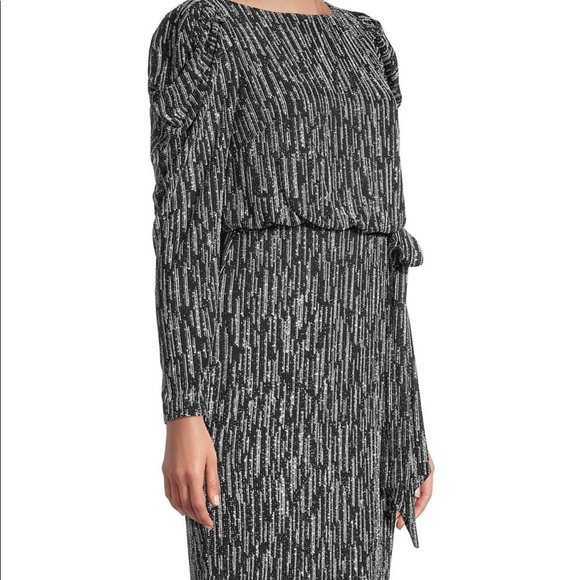 Aiden Mattox Puff Sleeve Metallic Knit Dress - Picture 4 of 5